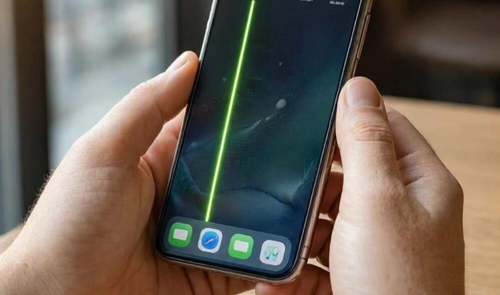 A green line appears on iPhone screen