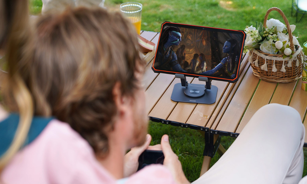 Watching movies outdoors on rugged tablets