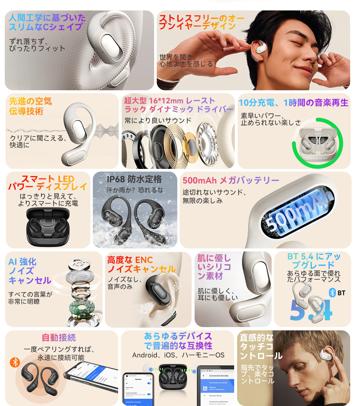 Blackview Airbuds 200 IP68防水オープンイヤーTWSイヤホン