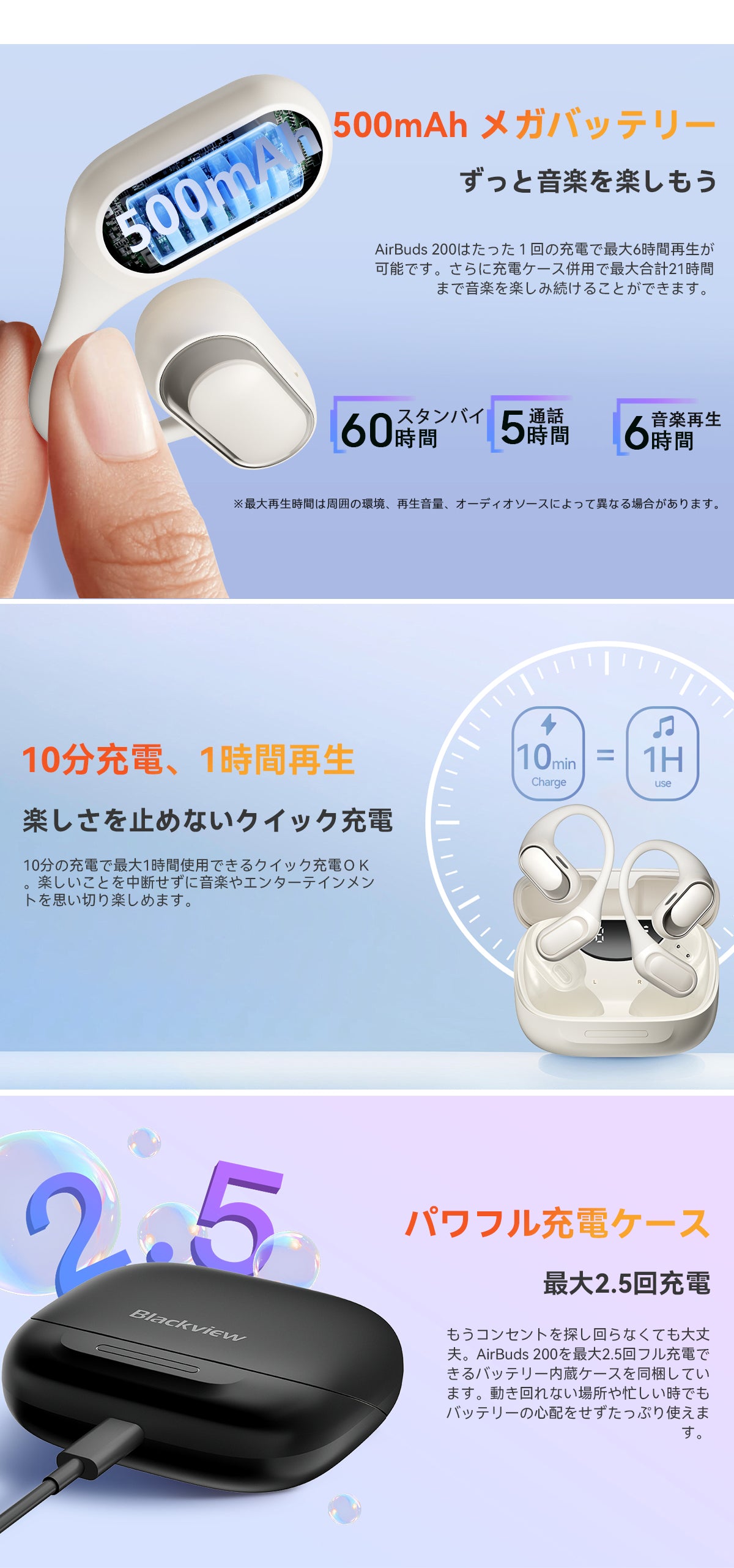 Blackview Airbuds 200 IP68防水オープンイヤーTWSイヤホン