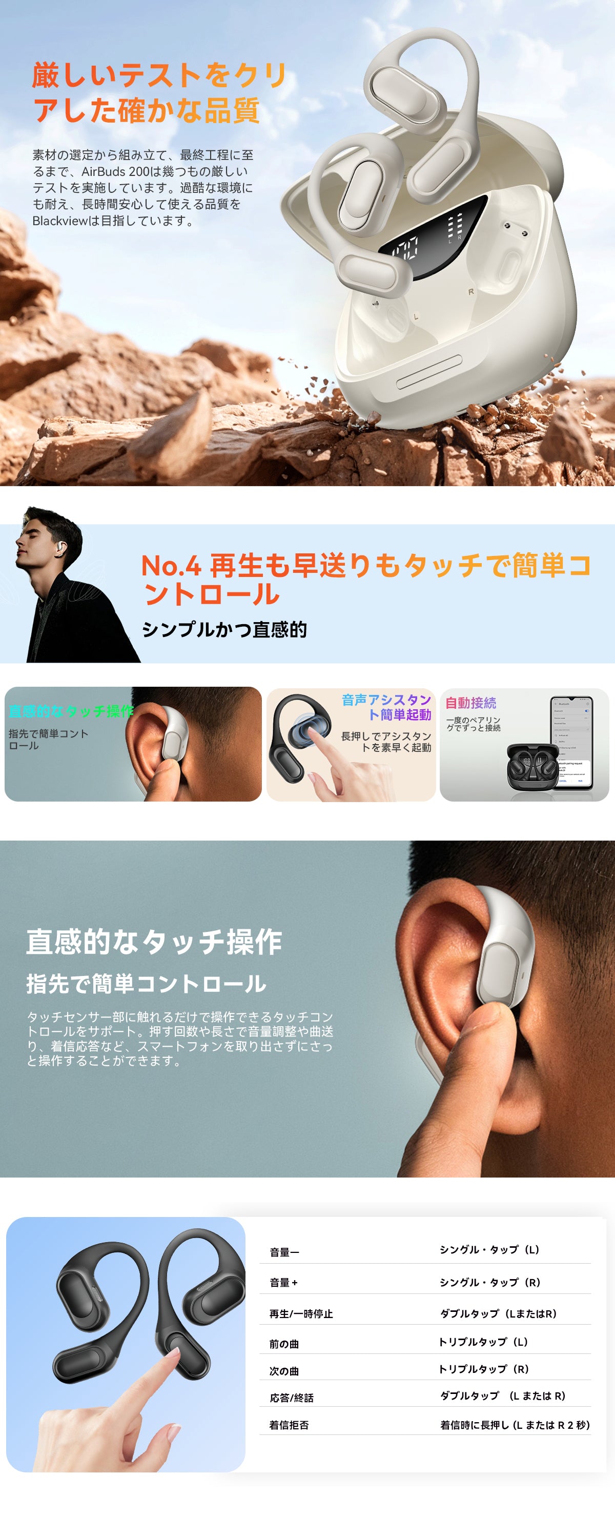 Blackview Airbuds 200 IP68防水オープンイヤーTWSイヤホン