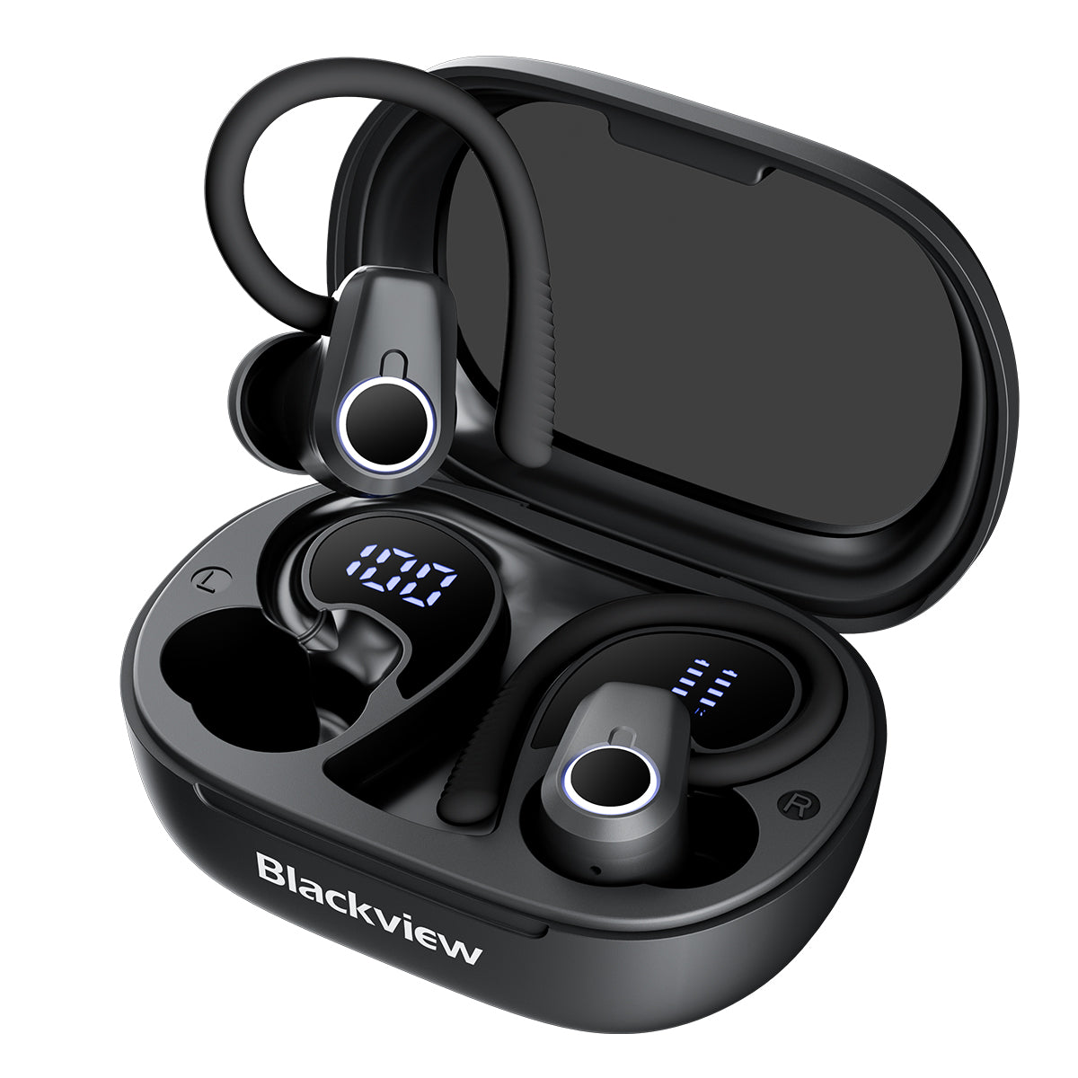 Blackview AirBuds 60 IPX4 防水 Bluetooth 5.3 ハーフインイヤー TWS イヤホン (イヤーフック付き) 