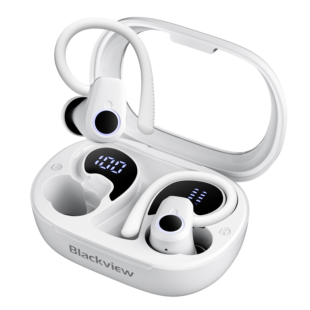 Blackview AirBuds 60 IPX4 防水 Bluetooth 5.3 ハーフインイヤー TWS イヤホン (イヤーフック付き) 