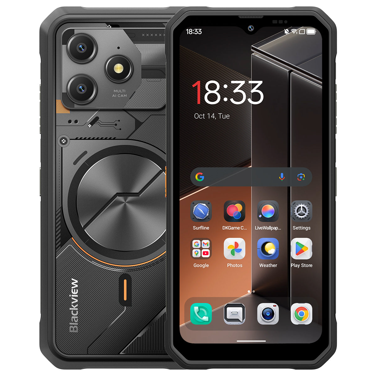 Blackview FORT 100 超薄型 6.56インチ MediaTek Helio G81 オクタコア 5000mAh 16MP+13MP カメラ 4G 頑丈スマートフォン