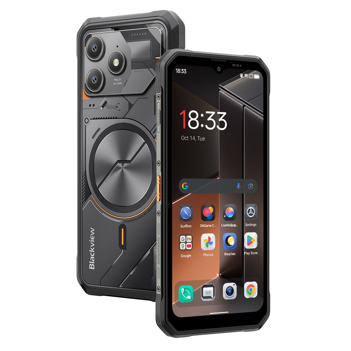 Blackview FORT 100 超薄型 6.56インチ MediaTek Helio G81 オクタコア 5000mAh 16MP+13MP カメラ 4G 頑丈スマートフォン