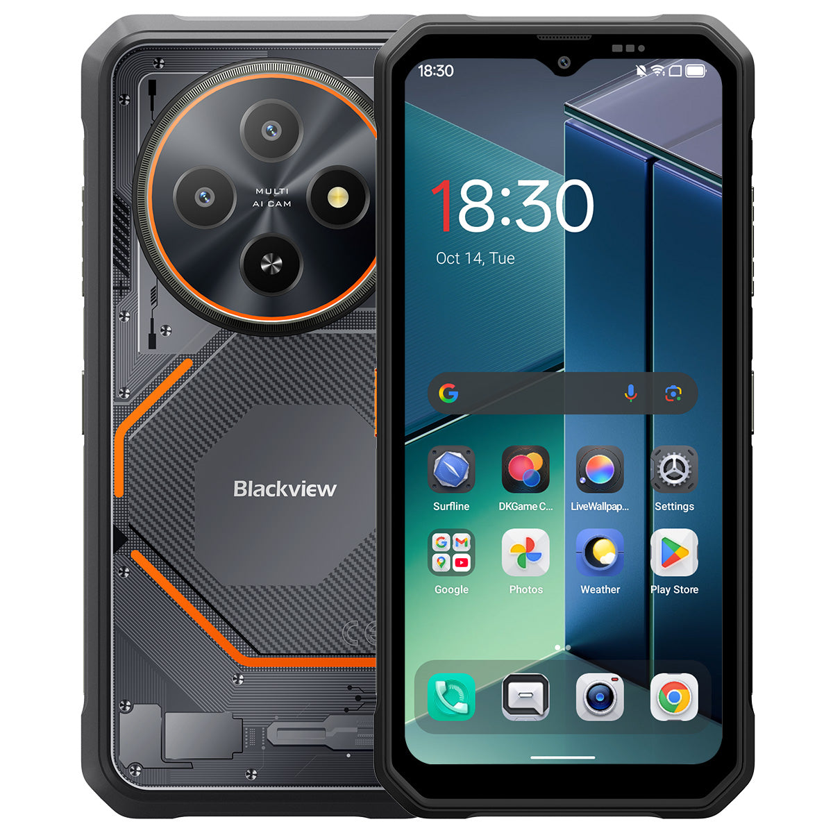 Blackview FORT 2 超薄型 6.56インチ MediaTek Helio G81 オクタコア 5000mAh 16MP+13MP AIカメラ NFC 4G 頑丈な携帯電話