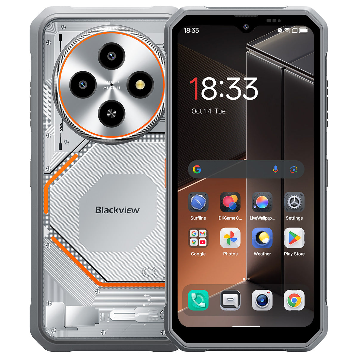 Blackview FORT 2 超薄型 6.56インチ MediaTek Helio G81 オクタコア 5000mAh 16MP+13MP AIカメラ NFC 4G 頑丈な携帯電話
