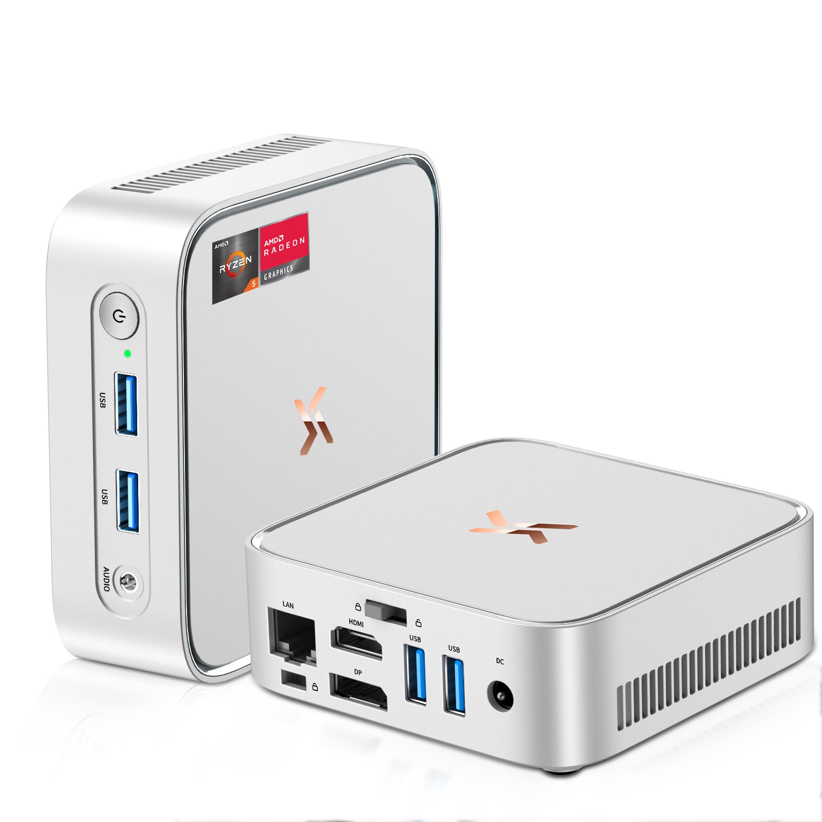 Huidun H80 ミニPC AMD Ryzen 5 3500U（最大3.7GHz）、16GB RAM、512GB ストレージ、オフィス用ホームコンピューター、デュアルディスプレイ対応、WiFi 5、Bluetooth 4.2、3年保証、ノートパソコン・モニター用（シルバー）