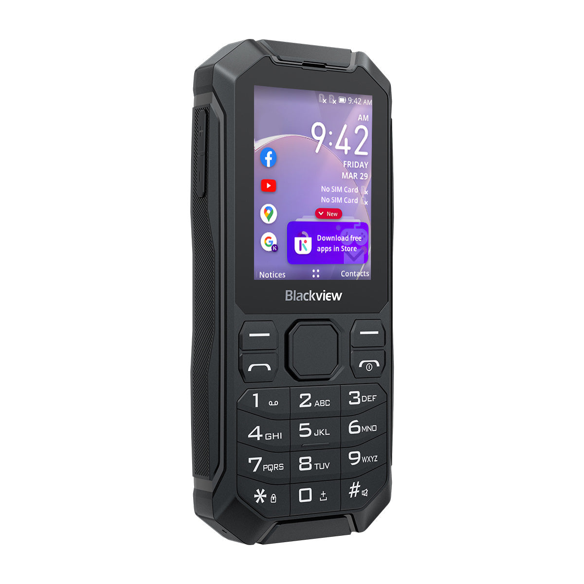 Blackview N1000 2.4インチキーボード、取り外し可能なバッテリー、懐中電灯、KaiOS 4Gミニ頑丈携帯電話