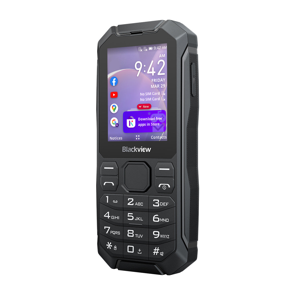 Blackview N1000 2.4インチキーボード、取り外し可能なバッテリー、懐中電灯、KaiOS 4Gミニ頑丈携帯電話
