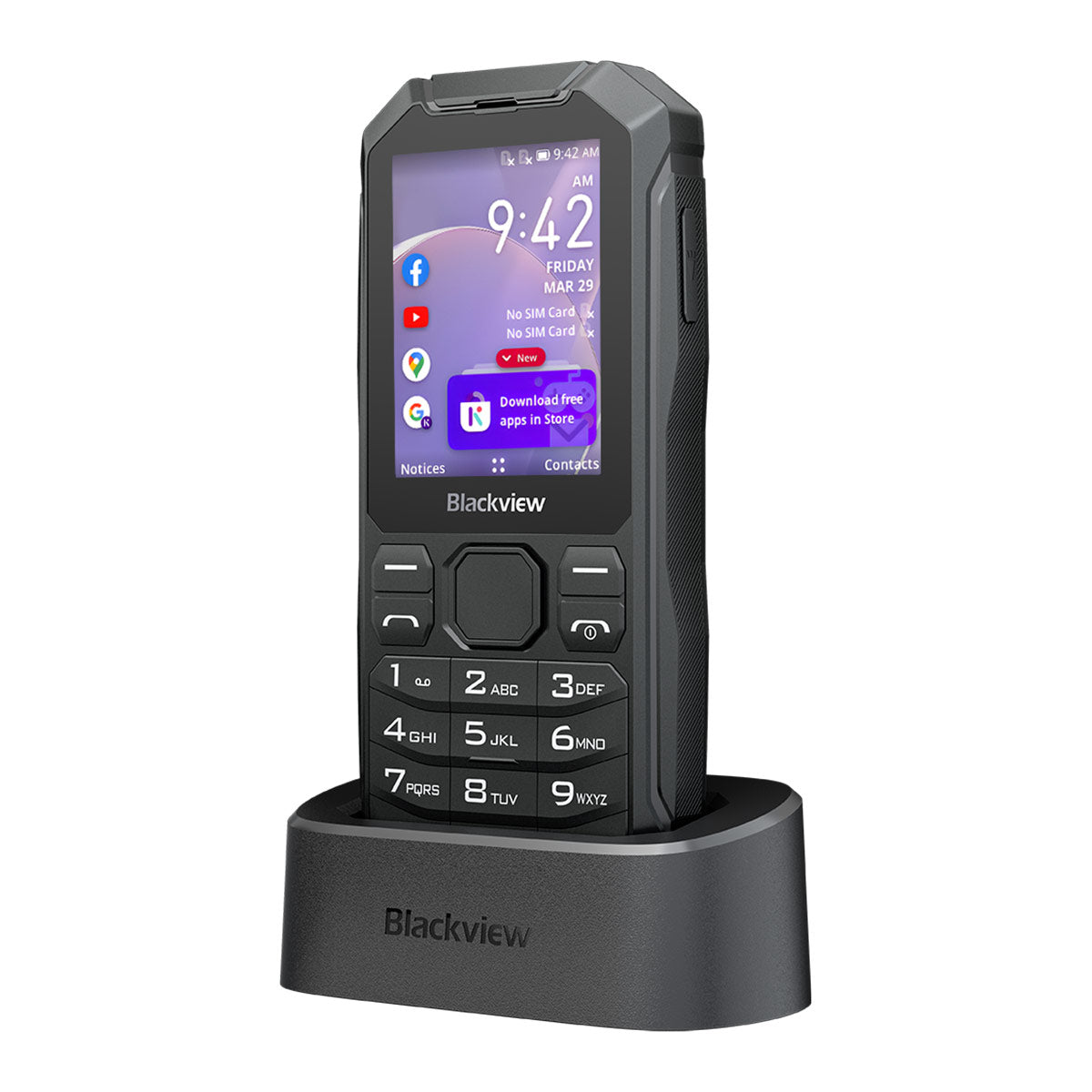 Blackview N1000 2.4インチキーボード、取り外し可能なバッテリー、懐中電灯、KaiOS 4Gミニ頑丈携帯電話