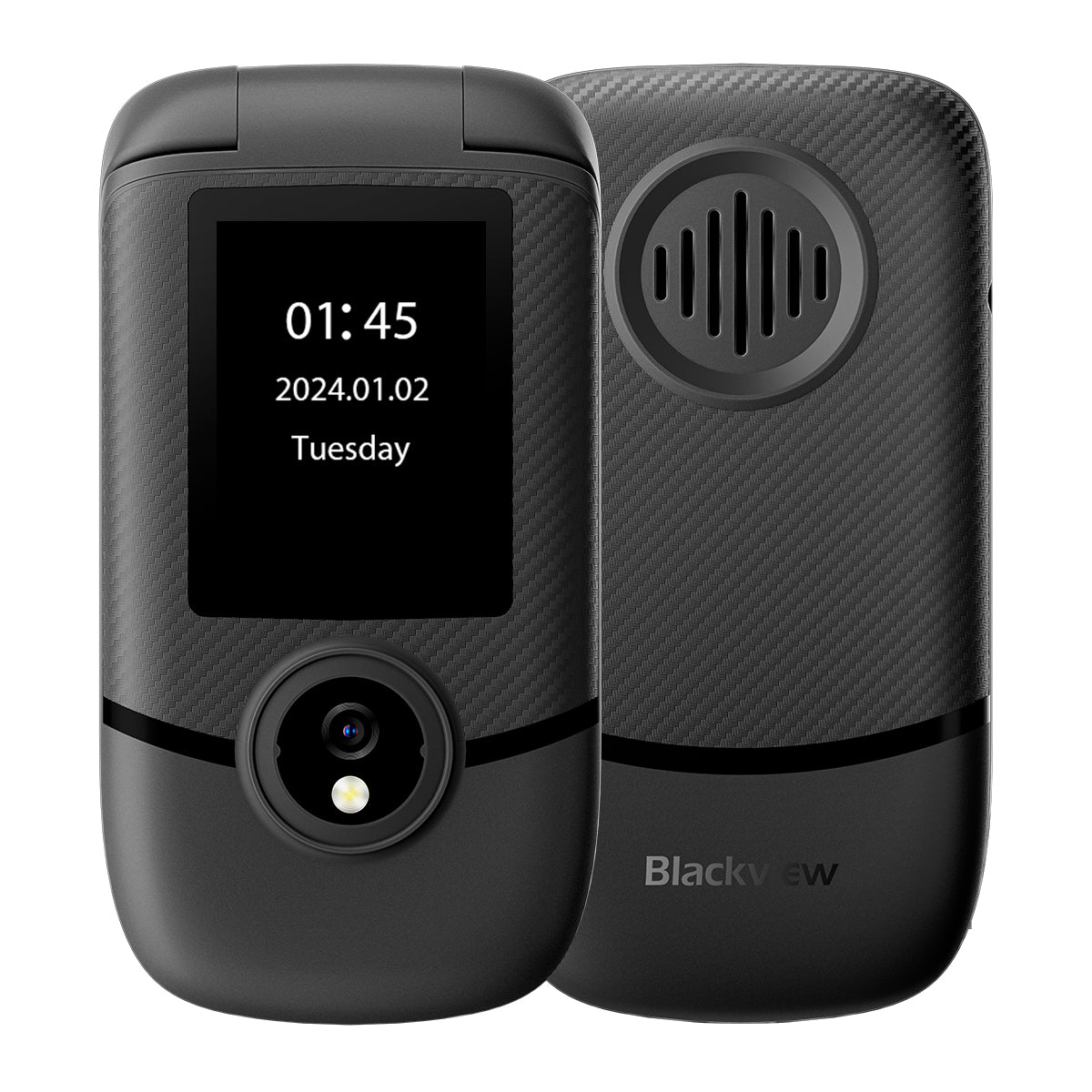 Blackview N2000 フリップ 2.8"+1.77" ディスプレイ Unisoc T107 1500mAh デュアル SIM 4G 携帯電話