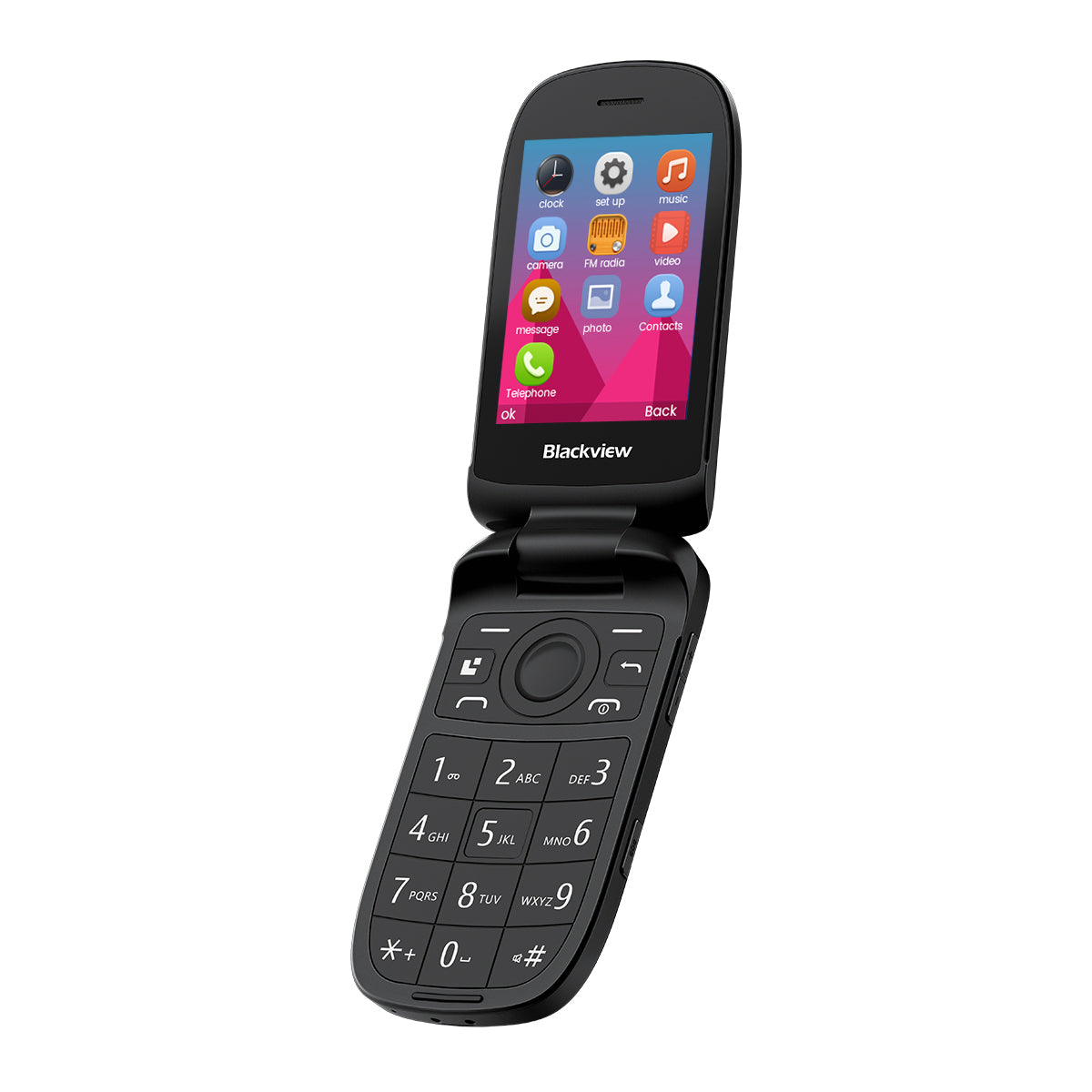 Blackview N2000 フリップ 2.8"+1.77" ディスプレイ Unisoc T107 1500mAh デュアル SIM 4G 携帯電話