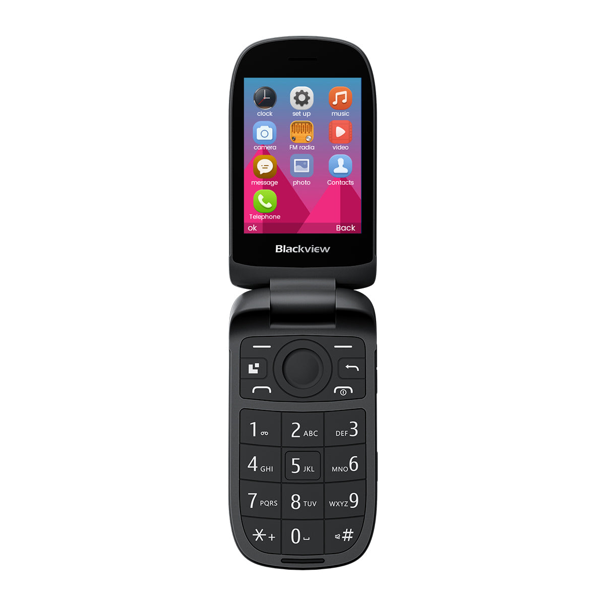 Blackview N2000 フリップ 2.8"+1.77" ディスプレイ Unisoc T107 1500mAh デュアル SIM 4G 携帯電話