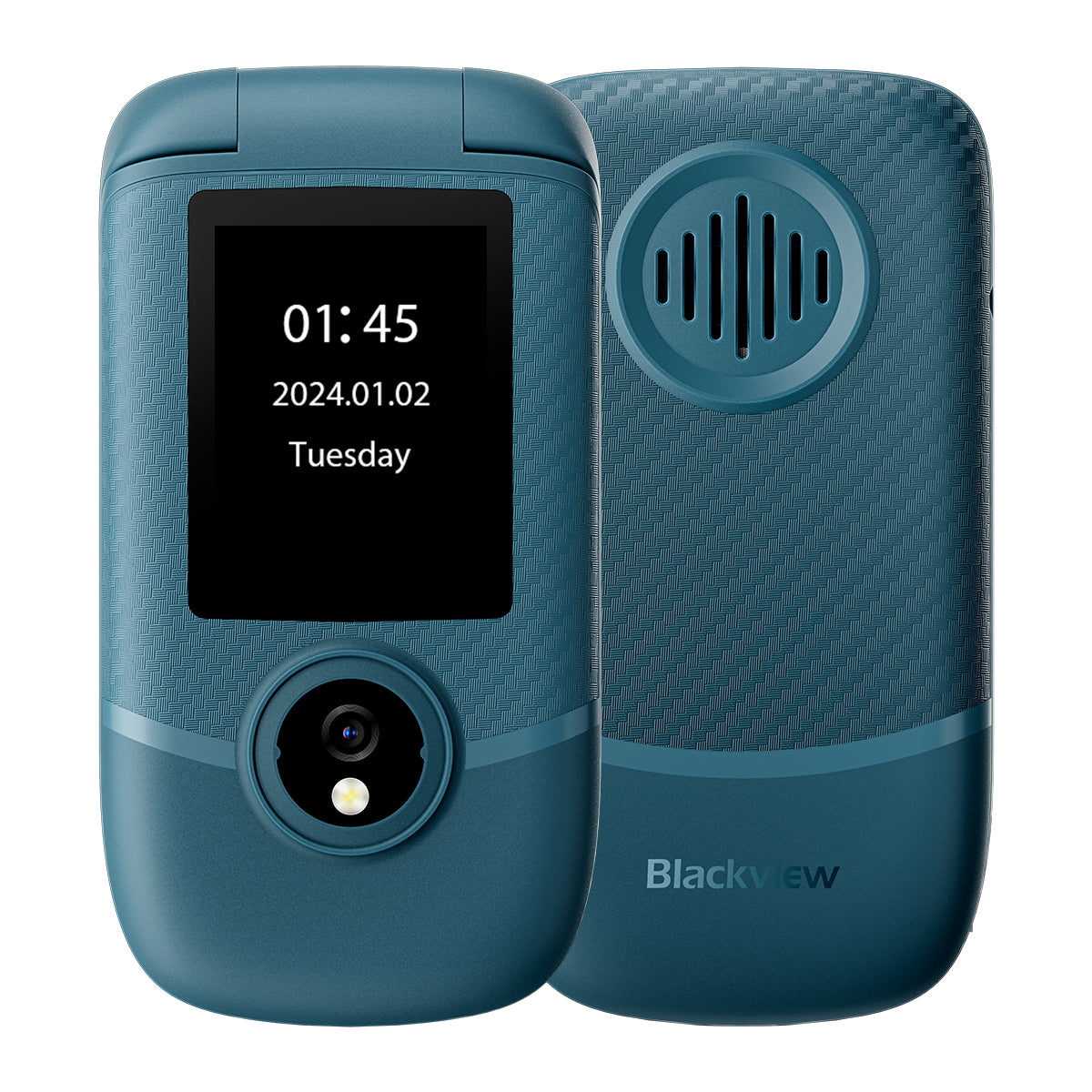 Blackview N2000 フリップ 2.8"+1.77" ディスプレイ Unisoc T107 1500mAh デュアル SIM 4G 携帯電話