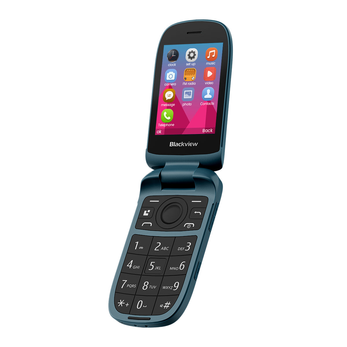 Blackview N2000 フリップ 2.8"+1.77" ディスプレイ Unisoc T107 1500mAh デュアル SIM 4G 携帯電話