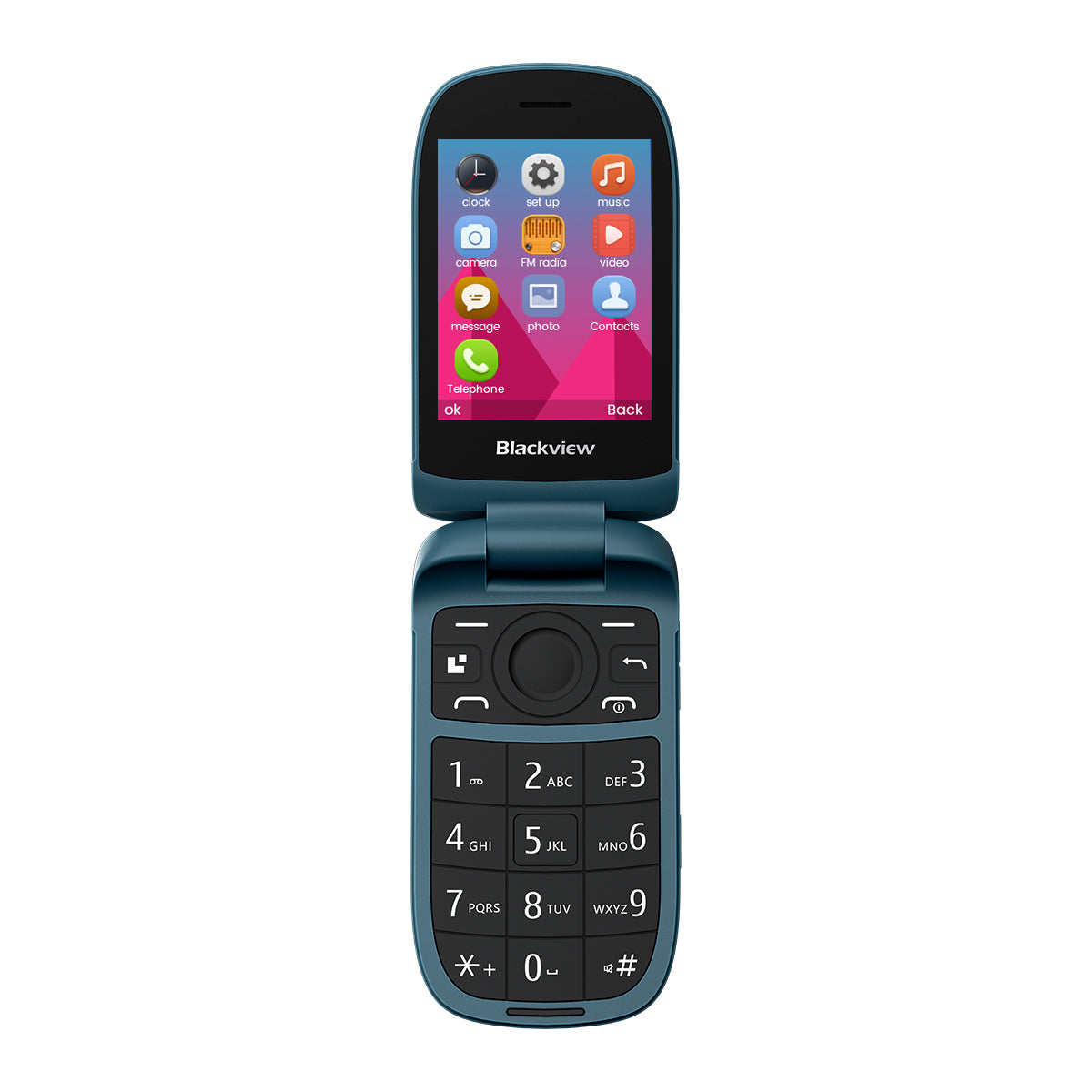 Blackview N2000 フリップ 2.8"+1.77" ディスプレイ Unisoc T107 1500mAh デュアル SIM 4G 携帯電話