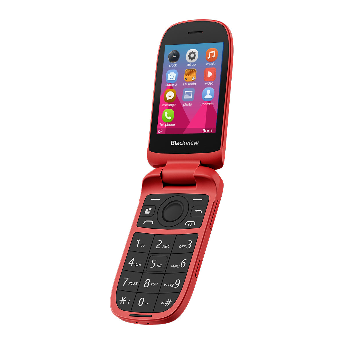 Blackview N2000 フリップ 2.8"+1.77" ディスプレイ Unisoc T107 1500mAh デュアル SIM 4G 携帯電話