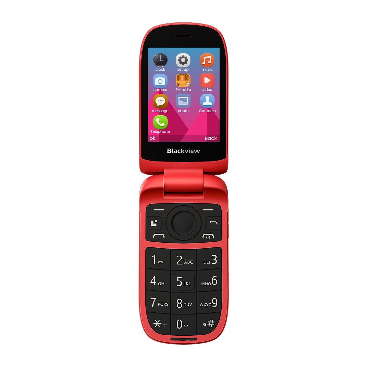 Blackview N2000 フリップ 2.8"+1.77" ディスプレイ Unisoc T107 1500mAh デュアル SIM 4G 携帯電話