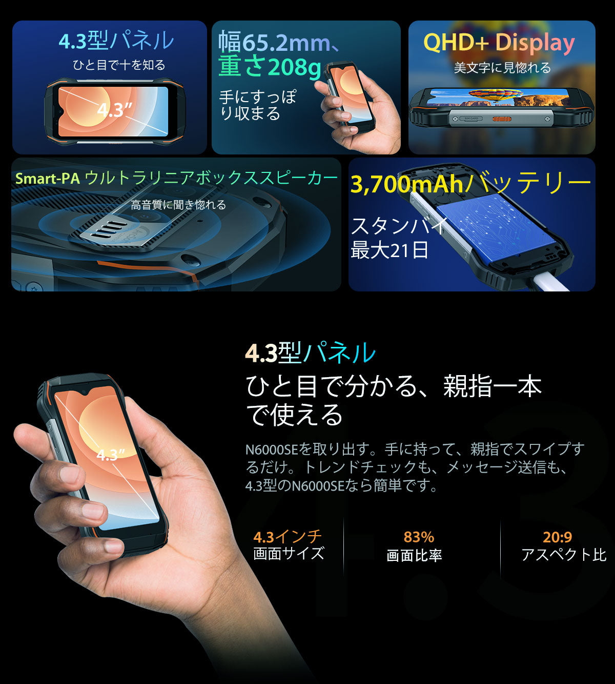 Blackview N6000SE 4.3インチ ミニ頑丈携帯電話