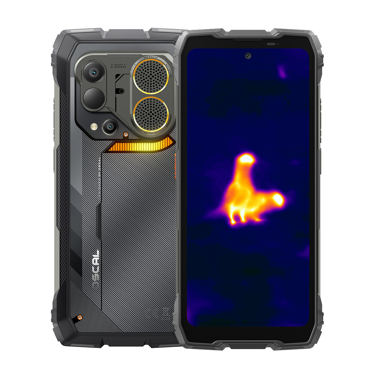 Oscal パイロット6 サーマルイメージング 4G 頑丈な電話機 6.78インチ 120Hz ディスプレイ 108メガピクセルカメラ 98デシベル大音量スピーカー & 93ルーメンLED懐中電灯