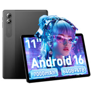 TABWEE 11インチ Android 16 AIタブレット、16GB+64GB（最大4TB対応）、7000mAh、5G WiFi、ペアレンタルコントロール、子供に安全で高齢者にも使いやすい、学習・ストリーミング・仕事向け