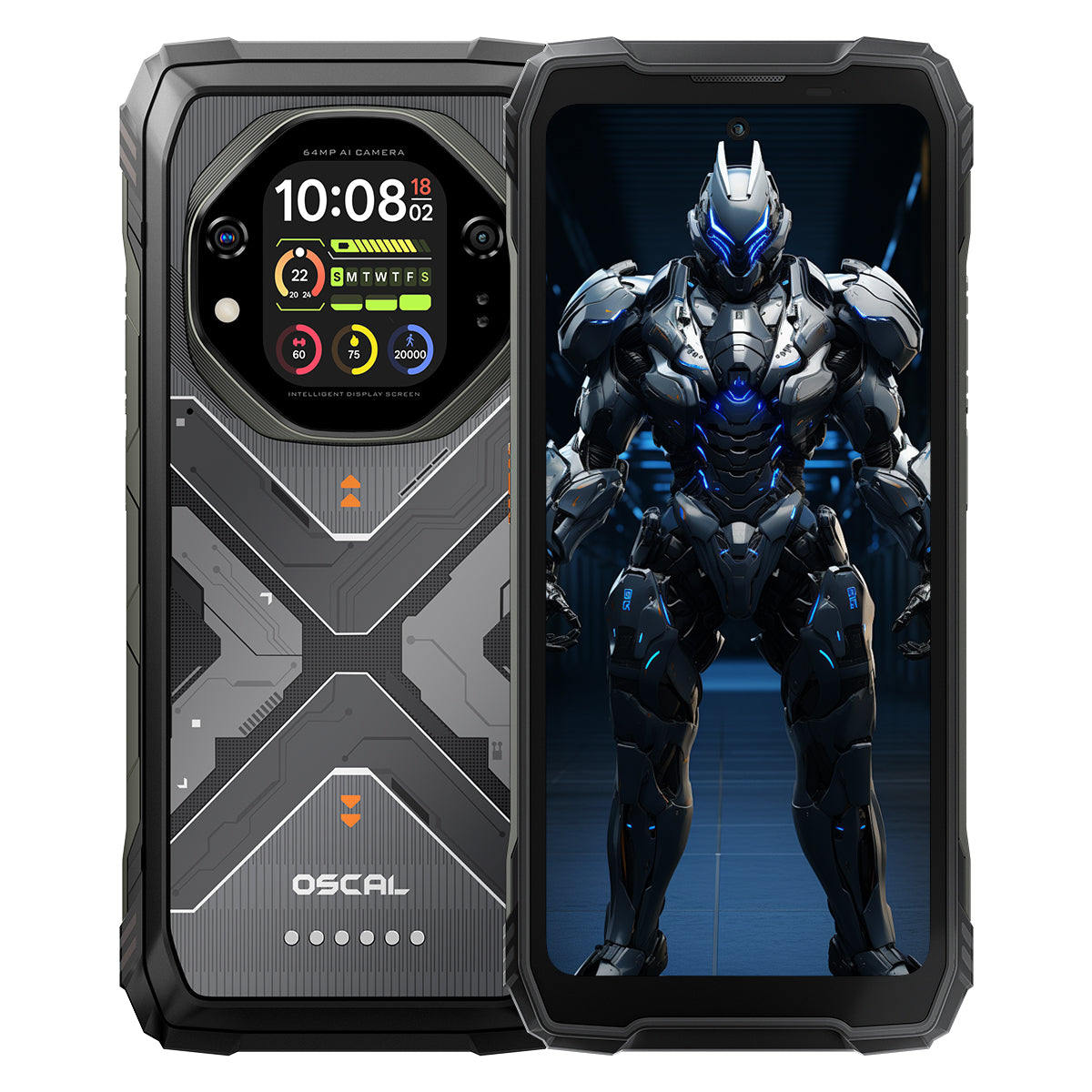 Oscal TANK 1 6.78インチ 120Hz メイン＆2.01インチ セカンダリーディスプレイ 20000mAh 170LM 懐中電灯＆ナイトビジョンカメラ 5G AI 頑丈な電話機
